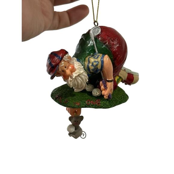 Kurt Adler Sports Santa Golf Christmas Ornament Hold In One Mouse Santa's World - Picture 3 of 6